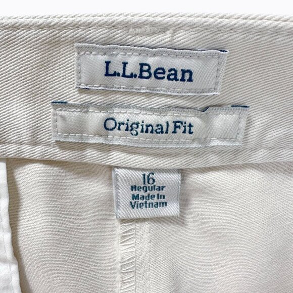 LL Bean Original Fit Capri Pants Sz16 Khaki Cotton Pleated Preppy Casual Classic - Picture 5 of 7
